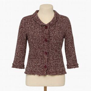 INC International Concepts Maroon Speckled Cardigan Button Down Large 90s Y2K